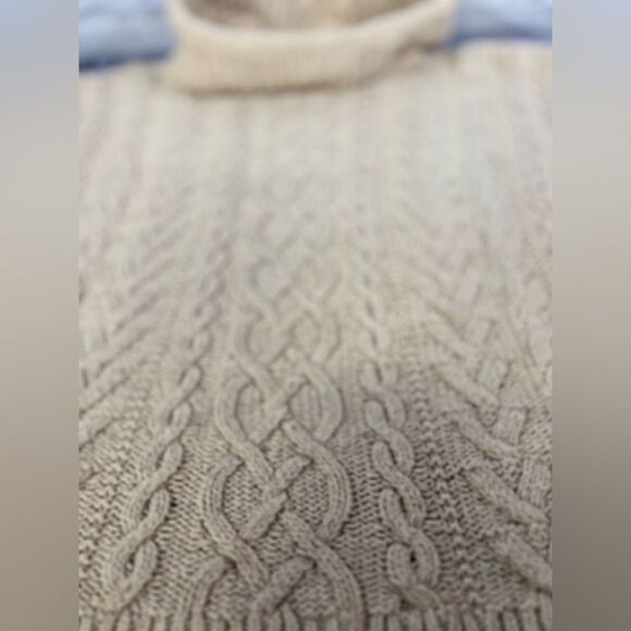 Lauren Ralph Lauren Cream Classic Cable Knit Cottagecore Turtleneck Sweater XL - Picture 6 of 13
